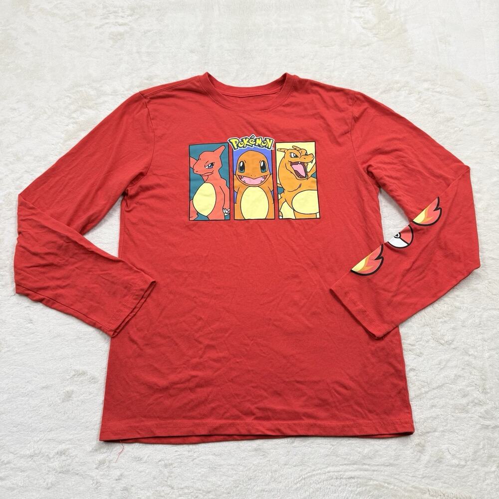 Pokemon Long Sleeve T-Shirt Youth XXL Charmander Charmeleon Charizard Design Red